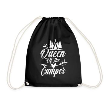 Queen of the camper camper camping camping - Drawstring Bag - black - Front