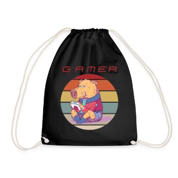 Funny Video Games Retro Console Games and Gamer Ga - Drawstring Bag - black - Front