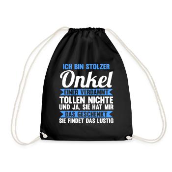 Patenonkel Pate Onkel - Turnbeutel - Schwarz - Vorne