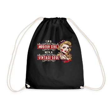 Ein modernes Mädchen mit einem Vintage Soul Pin up - Turnbeutel - Schwarz - Vorne
