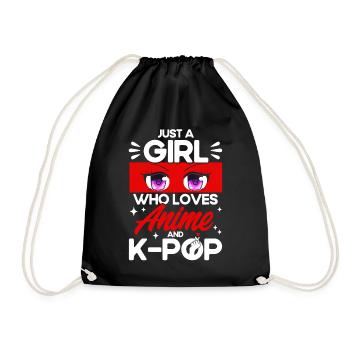 Just A Girl Who Loves Anime and K-Pop - Drawstring Bag - black - Front
