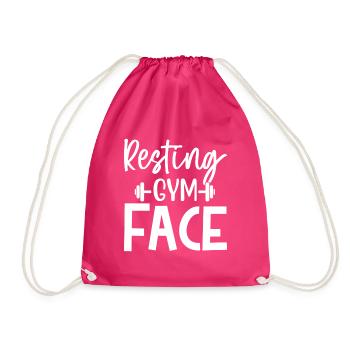 Resting Gym Face - Fitness Saying - Drawstring Bag - fuchsia - Front