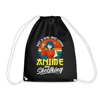 Just A Girl Who Loves Anime And Skecthing - Turnbeutel - Schwarz - Vorne