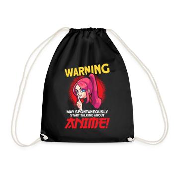 Warning May Spontaneously Start Talking Anime - Drawstring Bag - black - Front