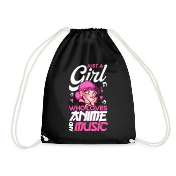 Just A Girl Who Loves Anime And Music - Turnbeutel - Schwarz - Vorne
