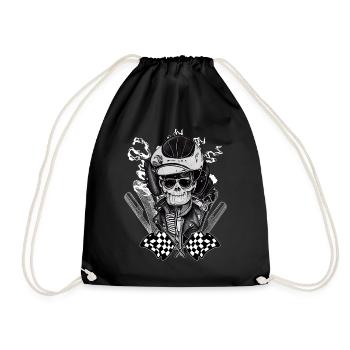 Dark Biker Skull Rockabilly Greaser 50s Ästhetik - Turnbeutel - Schwarz - Vorne