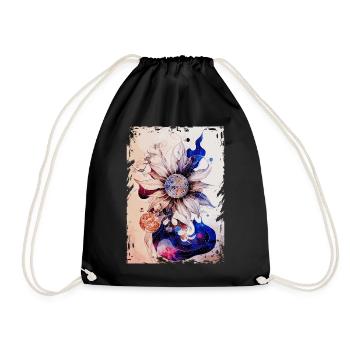 Himmlisch Blumenblumenraum Aquarell Galaxy Boho - Turnbeutel - Schwarz - Vorne