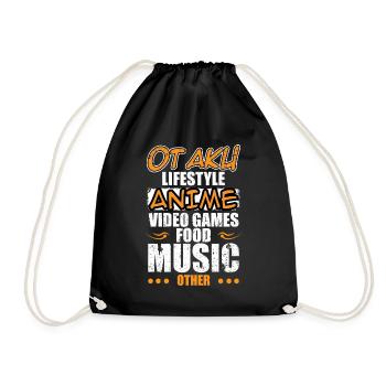 Otaku Lifestyle Anime Video Games Food Music - Drawstring Bag - black - Front