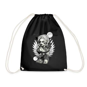 Pin auf Zombie -Mädchen dunkle Rockabilly 50er äst - Turnbeutel - Schwarz - Vorne
