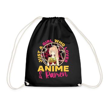 Just A Girl Who Loves Anime and Ramen - Turnbeutel - Schwarz - Vorne