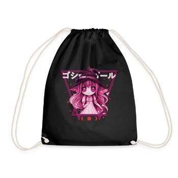 Kawaii Pastell Goth Witch Anime Chibi Vaporwave - Turnbeutel - Schwarz - Vorne