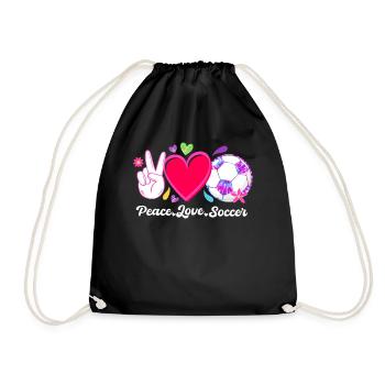 Peace Love Soccer - Turnbeutel - Schwarz - Vorne