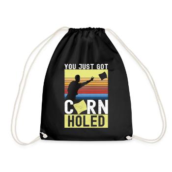 Cornhole Player Cornhole Board - Drawstring Bag - black - Front