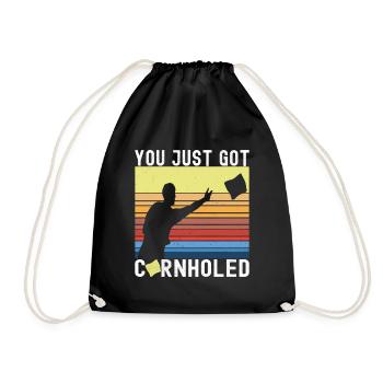 Cornhole Player Cornhole Board - Drawstring Bag - black - Front