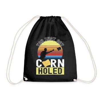Cornhole Player Cornhole Board - Drawstring Bag - black - Front