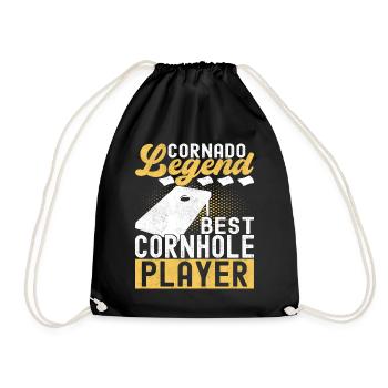 Cornhole Player Cornhole Board - Drawstring Bag - black - Front