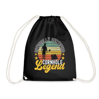 Cornhole Player Cornhole Board - Drawstring Bag - black - Front