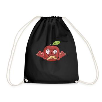 Halloween Apple Zombie Food Fruit Monster Spooky - Drawstring Bag - black - Front