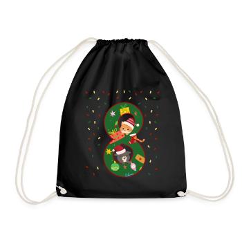 8 Jahre Alt Kinder Weihnachtsgeschenk Niedliche - Turnbeutel - Schwarz - Vorne
