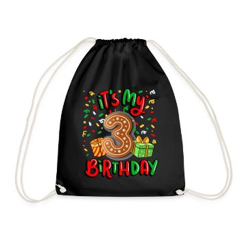 It's my 3rd birthday Christmas present 3. - Drawstring Bag - black - Front
