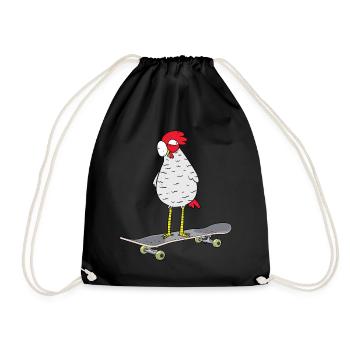 Skateboard Poulet Patinage Patineur Jeunesse Patinage - Sac de sport léger - noir - Devant