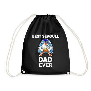 Daddy Daddy North Sea Best Seagull Dad - Drawstring Bag - black - Front