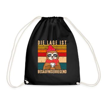 Die Lage Ist Besäufniserregend Faultier Punsch - Turnbeutel - Schwarz - Vorne
