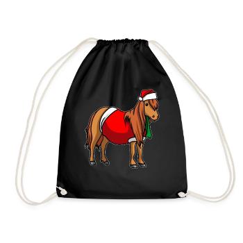 Poney chapeau de Noël - Sac de sport léger - noir - Devant
