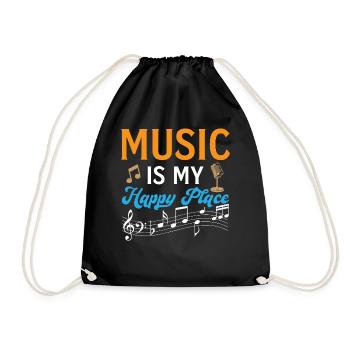 Guitar Player - Music Is My Happy Place - Drawstring Bag - black - Front