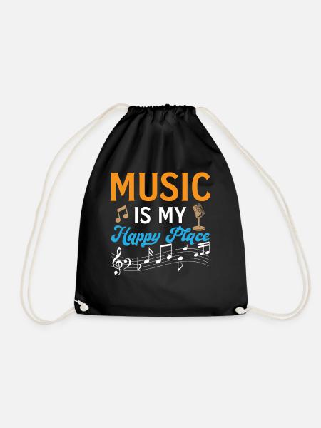 Guitar Player - Music Is My Happy Place - Turnbeutel - Schwarz