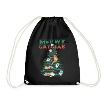 Meowy catmas Cute Christmas Kitty Cat Holiday - Turnbeutel - Schwarz - Vorne