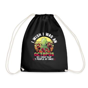 Octopus Octopus Sea Tentacle Octopus Octopus Octopus - Drawstring Bag - black - Front