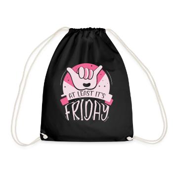At least it's finally sarcastic Friday - Drawstring Bag - black - Front