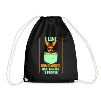 I like kangaroos and maybe 3 people animal - Drawstring Bag - black - Front