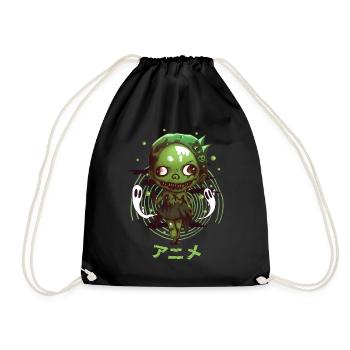 Horror Zombie Chibi gruseliger Pastell Goth Anime - Turnbeutel - Schwarz - Vorne