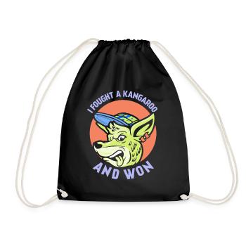 I fought with a kangaroo and won kangaroos - Drawstring Bag - black - Front