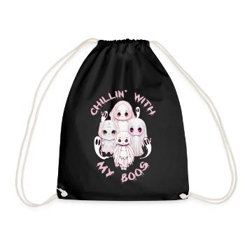 Chillin Boos Halloween Kawaii Anime Geist - Turnbeutel - Schwarz - Vorne