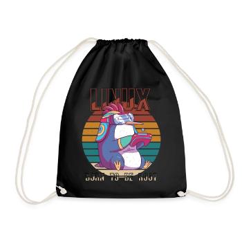 Linux Gamer Born To Be Root Cool Penguin Nerd Prog - Turnbeutel - Schwarz - Vorne