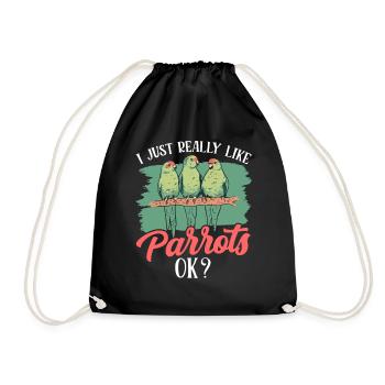 I just like parrots very parrot cute animal - Drawstring Bag - black - Front