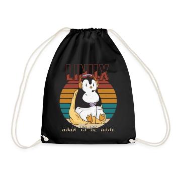 Linux Gamer Root Party Cool Penguin Nerd Programs - Drawstring Bag - black - Front