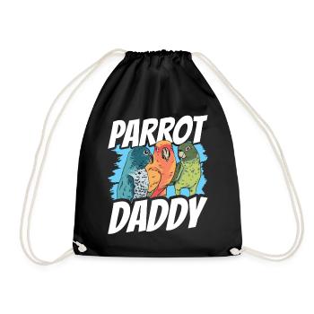 Parrot Papa Cute Animal Pet Parrot - Drawstring Bag - black - Front