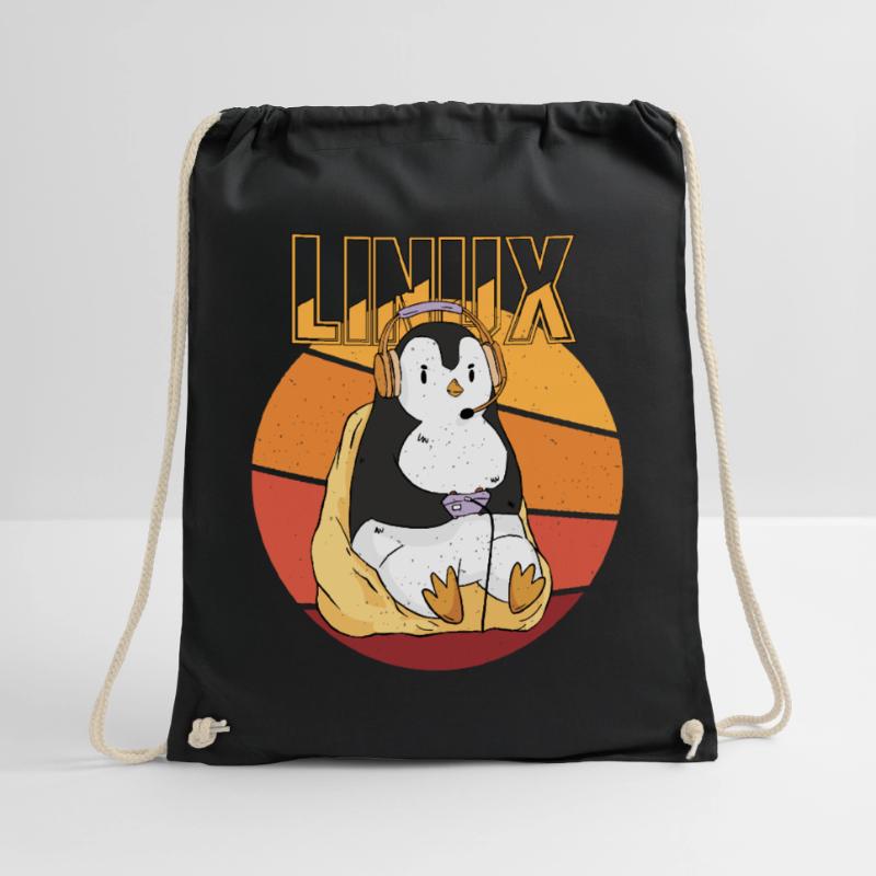 Gamer Penguin Linux Root Party Nerd Programmer Com Drawstring Bag