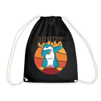 Geek Linux Root Party Penguin Nerd Programmer Comp - Drawstring Bag - black - Front