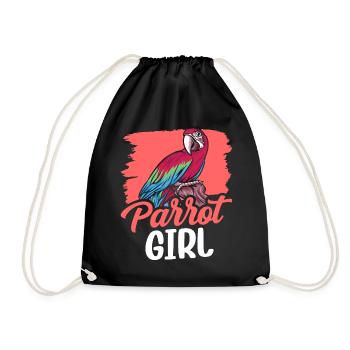 Parrot Girl Cute Animal Parrots Pet - Drawstring Bag - black - Front