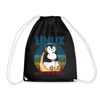 Gamer Root Retro Penguin Linux Nerd Programmer Gee - Turnbeutel - Schwarz - Vorne
