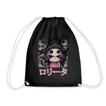 Gothic Lolita Hexe Japanisch Chibi Anime Pastell G - Turnbeutel - Schwarz - Vorne