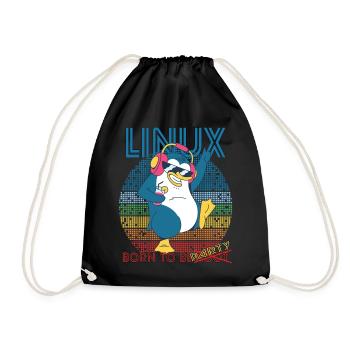 Linux Party Born To Be Root Geek Game Programmer A - Drawstring Bag - black - Front