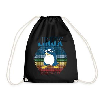 Linux Sudo Root Geek Admin Penguin Nerd Programmer - Turnbeutel - Schwarz - Vorne