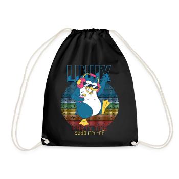 Linux Party Sudo Root Geek Admin Penguin Nerd Prog - Turnbeutel - Schwarz - Vorne