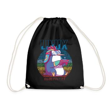 Linux Gamer Sudo Root Geek Admin Penguin Nerd Prog - Drawstring Bag - black - Front